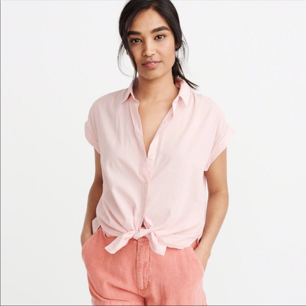 Abercrombie tie front button up shirt